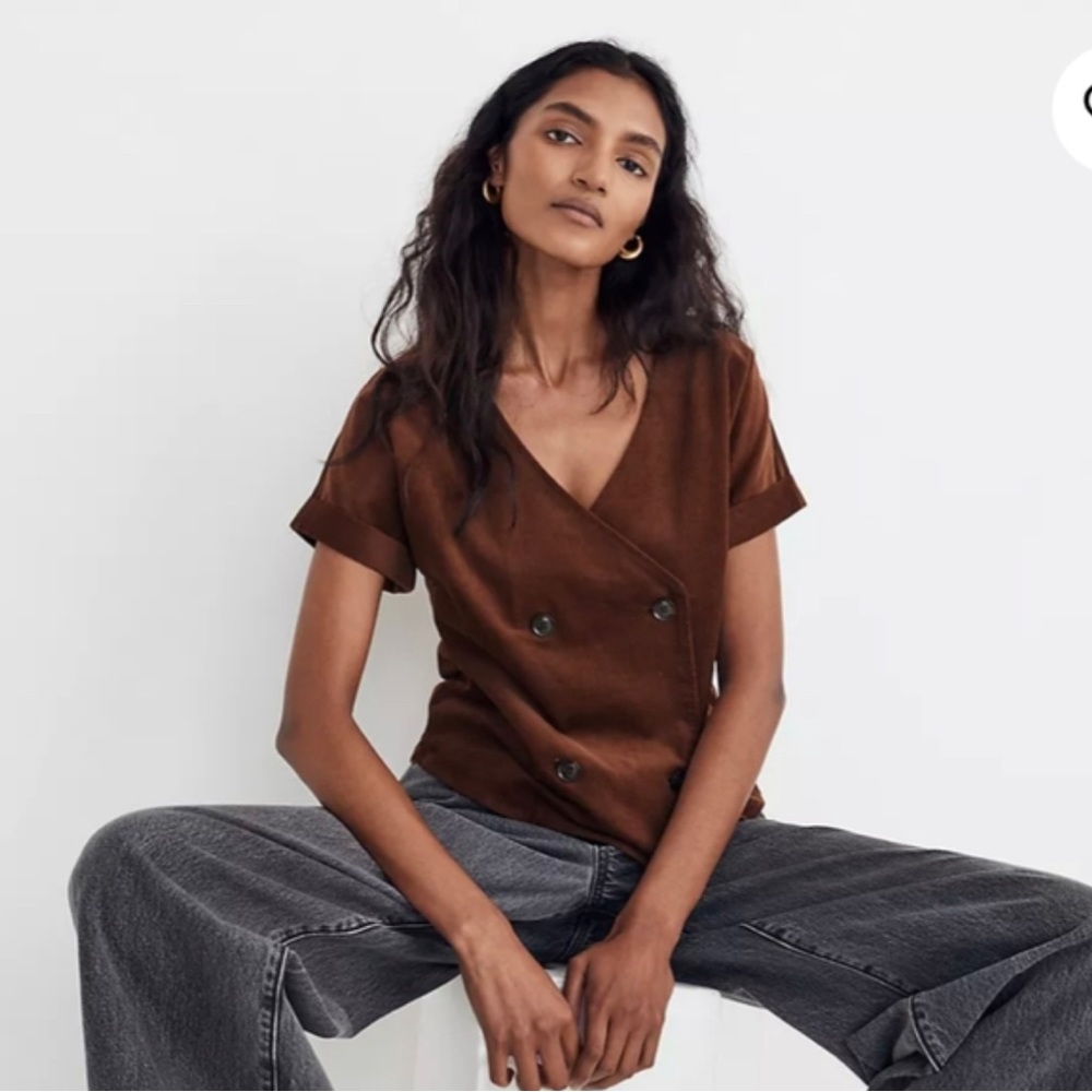 MADEWELL- Double Breasted Corduroy Short Sleeved Shirt